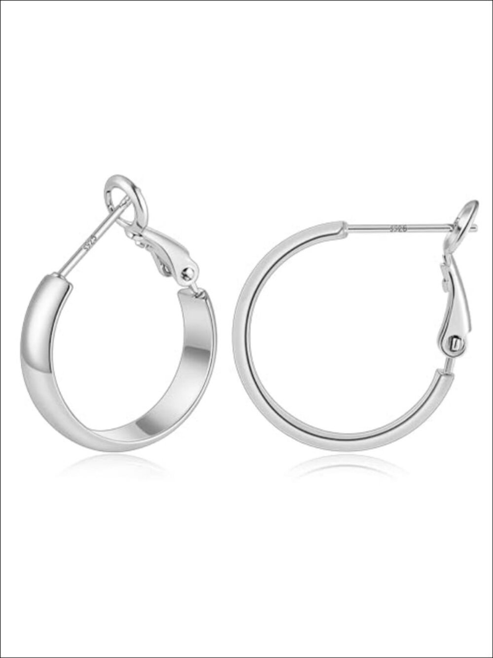 Gold Hoop Earrings 925 Sterling Silver Post 20mm Lightweight